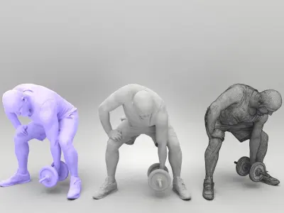 Sporty man training with dumbbell 413 Low-poly 3D model