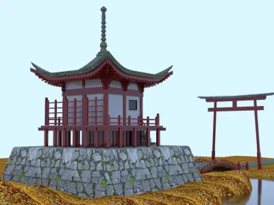 Japan temple 3D model purchase