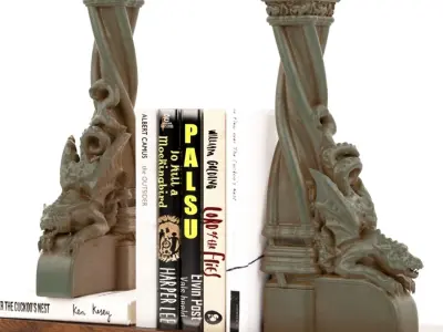 Dragon book holder or book ends 3D model