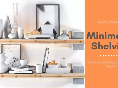 Minimalist Shelving System Decor Set 3D model