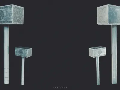 Fantasy Hammer Low-poly 3D model