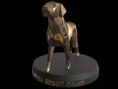 Steampunk Boxer Great Dane Low-poly 3D model