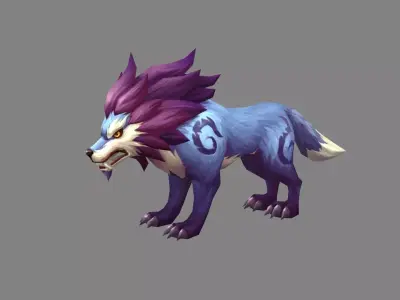 Cartoon wild wolf Low-poly 3D model