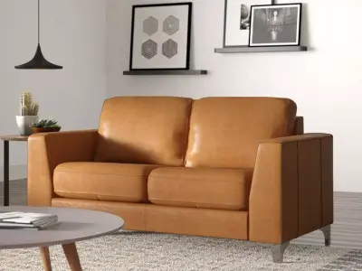 Shupe Leather Match Square Arm Loveseat - 3 colour 3D model