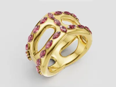 gold openwork ring 3D printable model   3D print model