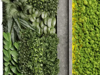 Concrete frame Vertical plant and moss garden wall box 3D model