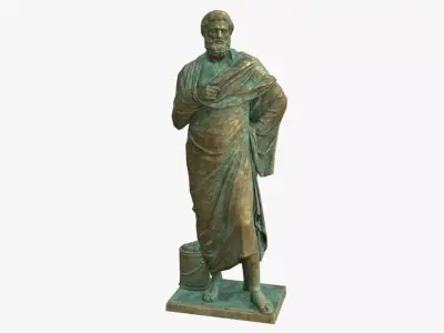 Sophocles Antique Statue - Oxidized Bronze Low-poly 3D model