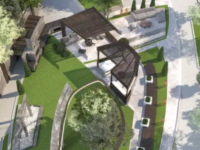 Landscape garden and outdoor area 3D model