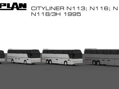 Neoplan bus set 1994-1995 Free low-poly 3D model