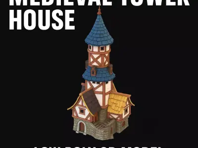 Medieval Tower House Low-poly 3D model