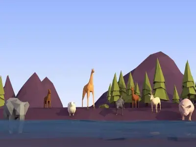 Low Poly Forest Animals Pack 1 Low-poly 3D model