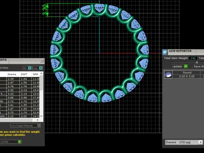 U Shaped Eternity Ring 3 point 2 mm stone size swiss 17 and EU57 3D print model
