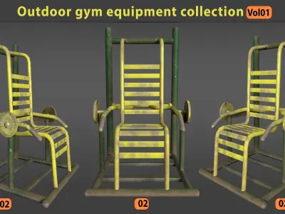 Outdoor gym equipment collection-vol01 Low-poly 3D model