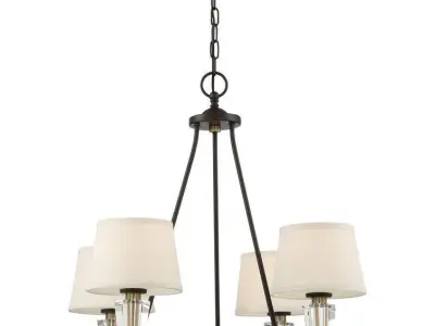  Light Shaded Wagon Wheel Chandelier 3D model