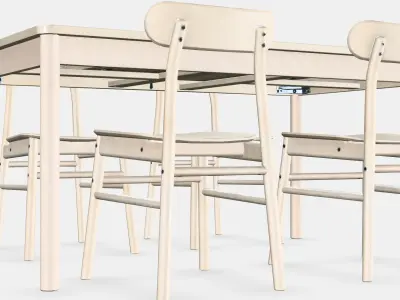 RONNINGE - RONNINGE Table and 4 chairs Low-poly 3D model