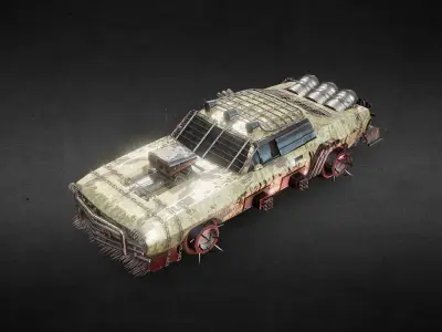 Dodge Post apocalyptic PBR Low-poly 3D model