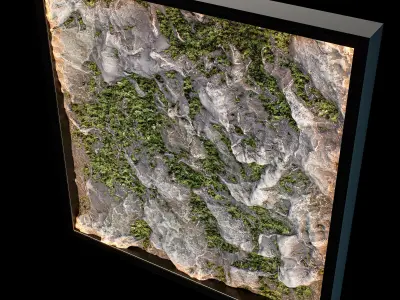 Stone Wall Panel with Moss 3D model