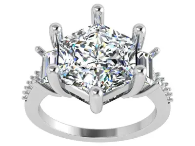 Hexagon Diamond Basket Ring 4367 3D print model