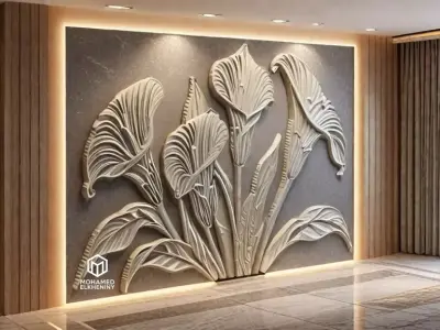 CNC Wall Panels Modern Wall Decor 04 3D model
