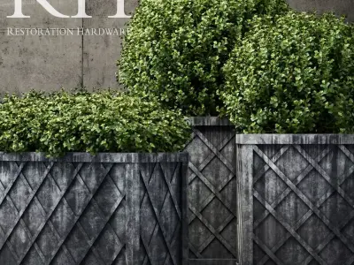 Restoration Hardware weathered steel lattice planters 3D model