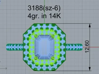 Emerald Halo Ring 3188 Free 3D print model