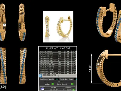 Diamond Hoops Earrings 3D print model 3D Model Collection 3D print model