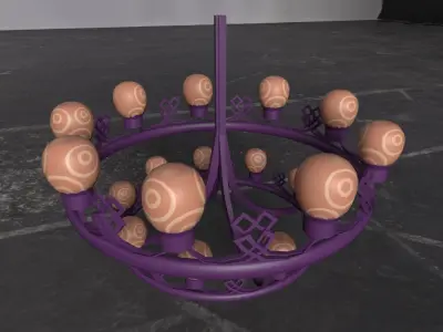 Chandelier and fanoos Ceiling Prop for Unreal Engine  Unity Low-poly 3D model