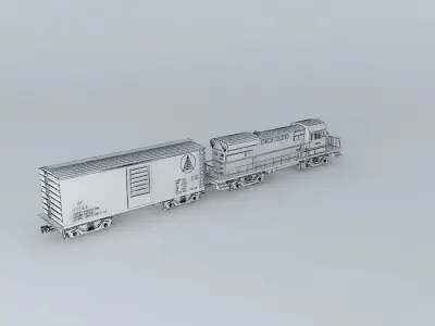DIESEL ENGINE WITH ONE FREIGHT CAR 3D model