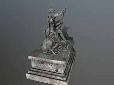 Neptune  Statue Low-poly 3D model