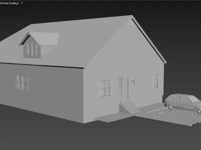 House with interior no textured  3D model