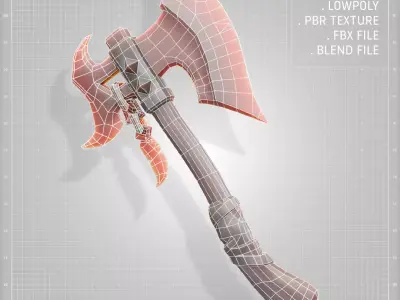 Viking Axe Low-poly 3D model 33