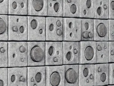 Stone panel cube hole 3D model