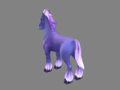 Cartoon purple horse Low-poly 3D model