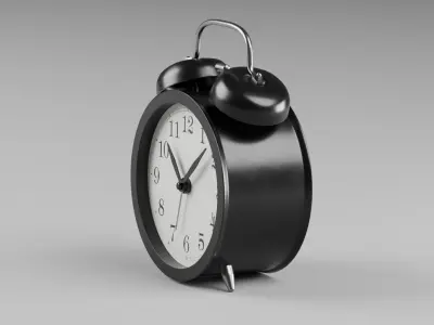 Retro alarm clock black Low-poly 3D model