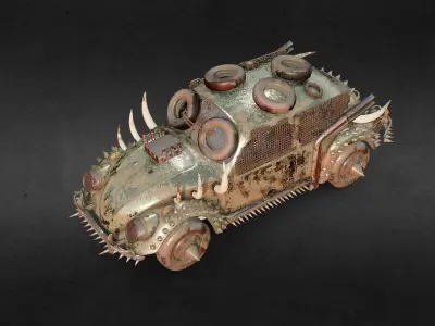 VW Apocalyptic Car PBR Low-poly 3D model