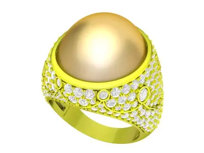 A7248 Oval Ruby Diamond Vintage Ring for Men 3D Model 3D print model