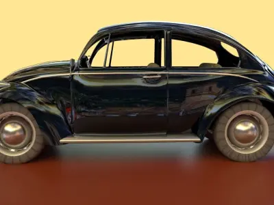 Wolkswagen beetle black car Low-poly 3D model