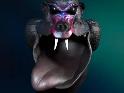 Monkey Fantasy with Tongue  Teeth  STL  3MF-  3D Print Model  3D print model