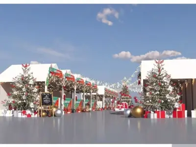 Christmas-themed Market 3D model