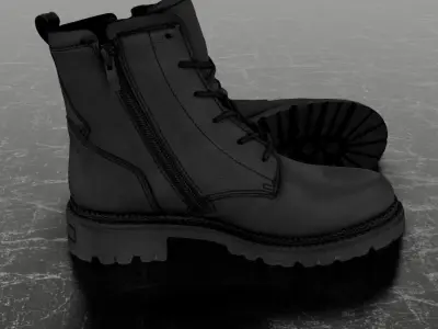 GREYDER 3D BOOTS - LEATHER - BLACK Low-poly 3D model