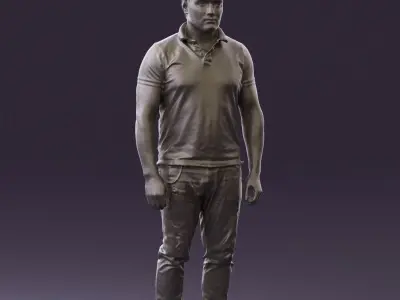 Man in blue polo jeans 0599 3D Print Ready 3D print model