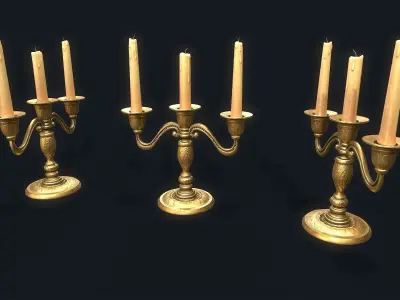 Medieval Candlestick 3 Low-poly 3D model