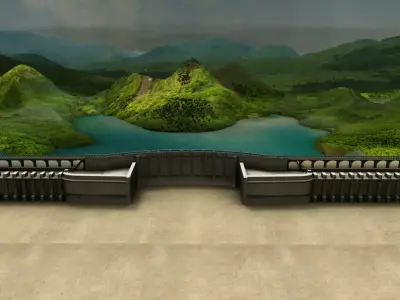 dam 3d model room with mountains and lake 3D model