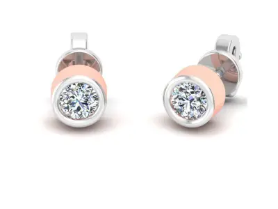 Solitaire Women Stud Earring 3dm STL OBJ FBX Renders Details 3D print model