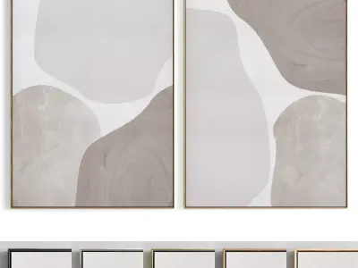 Plaster Two Photo Frame 148 Low-poly 3D model
