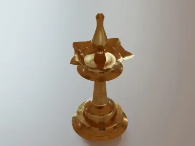 Traditional lamp of Kerala called Nilavilakk Or Floor lamp 3D model