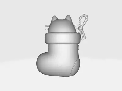 Adorable Cat in Christmas Stocking Cute Holiday Cat Ornament 3D print model