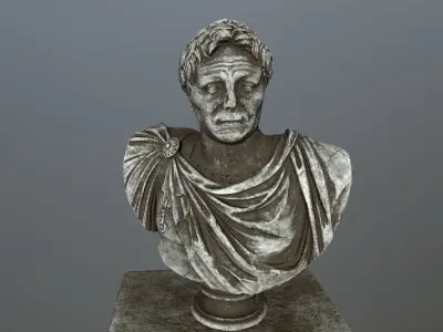 Pompee roman bust Low-poly 3D model