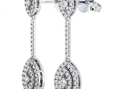 stl file pair of diamond drop earrings gold 3D print model