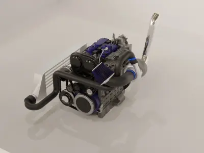 4 Cylinder Car Engine 3D model